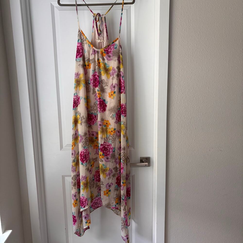 Lovestitch Bold Florals Halter Dress Size M Flowy Feminine Romantic Boho Cottage